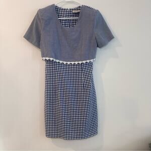 Vintage 90s Kathie Lee Blue & White Plaid Dress School Girl Preppy BabyDoll